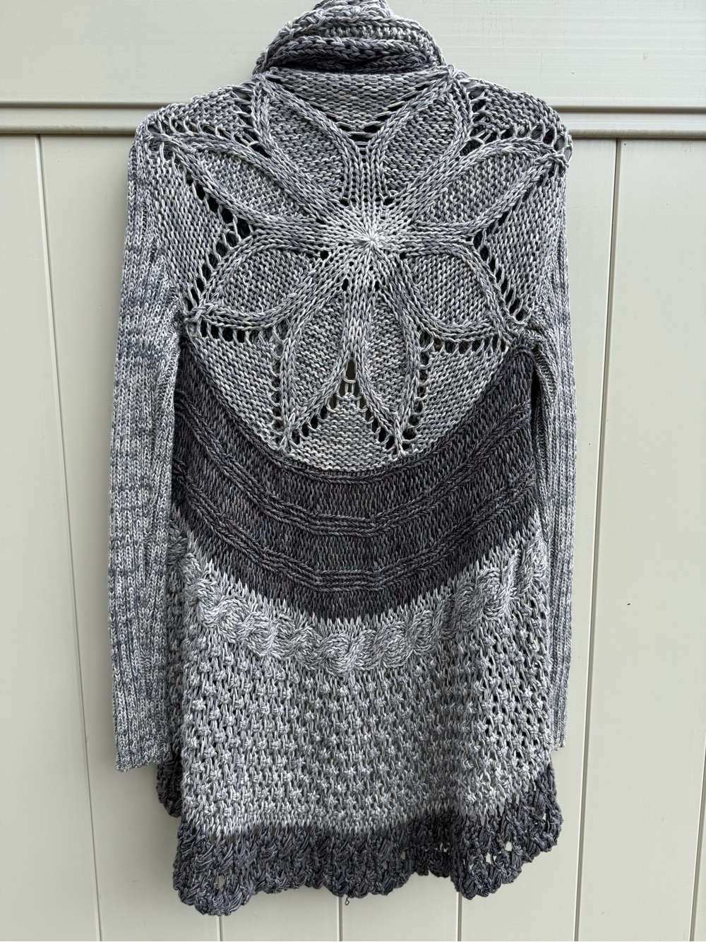 Autumn Cashmere Gray Ombre Open-Front Cotton Knit Cardigan Sz Small EUC